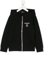 Balmain Kids sweat à capuche zippé à logo imprimé - Noir