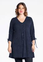 Yoek Cardigan wide bot string DOTS | Blauw | Maat Plus