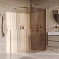 BRAUER Oblivion Inloopdouche - 120x200cm - 30 cm zijwand - glascoating - brons glas - geborsteld goud PVD GS-OBI2B12030200GG