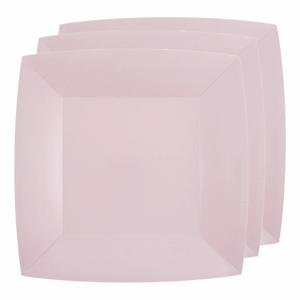 Santex Bordjes karton - 10x - vierkant - licht roze - 23 x 23 cm - feestbordjes