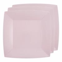 Santex Bordjes karton - 10x - vierkant - licht roze - 23 x 23 cm - feestbordjes