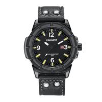 CAGARNY 6853 Fashion waterdichte Quartz beweging polshorloge met lederen Band (gele schaal)