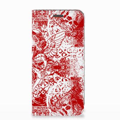 Mobiel BookCase Motorola Moto E5 Play Angel Skull Rood Mobiel BookCase Motorola Moto E5 Play Angel Skull Rood