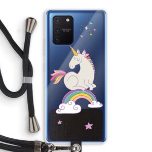 Regenboog eenhoorn: Samsung Galaxy Note 10 Lite Transparant Hoesje met koord
