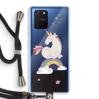 Regenboog eenhoorn: Samsung Galaxy Note 10 Lite Transparant Hoesje met koord