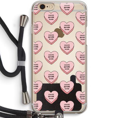 Chicks before dicks: iPhone 6 / 6S Transparant Hoesje met koord