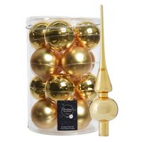 Decoris kerstballen 16x stuks 8 cm incl. piek glans goud - glas - Kerstbal - thumbnail