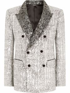 Dolce & Gabbana blazer croisé Sicilia à sequins - Argent