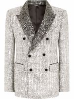 Dolce & Gabbana blazer croisé Sicilia à sequins - Argent