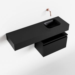 Toiletmeubel Mondiaz Andor | 100 cm | Meubelkleur Urban | Lex vrijhangend wastafel Urban Rechts | Zonder kraangat
