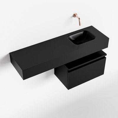 Toiletmeubel Mondiaz Andor | 100 cm | Meubelkleur Urban | Lex vrijhangend wastafel Urban Rechts | Zonder kraangat