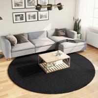 VidaXL Vloerkleed pamplona shaggy hoogpolig modern ø 240 cm zwart