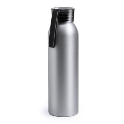 Drinkfles/waterfles - zwart - aluminium - 650 ml - sportfles/sportbidon