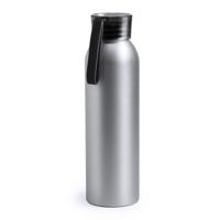 Drinkfles/waterfles - zwart - aluminium - 650 ml - sportfles/sportbidon