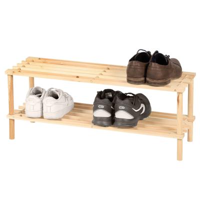 Schoenenrekje van hout - 2-laags - 74 x 26 x 20 cm - schoenen opbergen