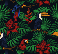 Dierenprint behang jungleplanten en papegaaien Dierenprint behang jungleplanten en papegaaien