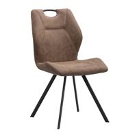 Leen Bakker - Eetkamerstoel Jesse - Cognac - Stof/Kunstleder - Bruin - 63x52x93 Cm