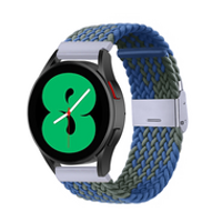 Braided nylon bandje - Groen / blauw - Samsung Galaxy Watch 4 - 40mm / 44mm - thumbnail