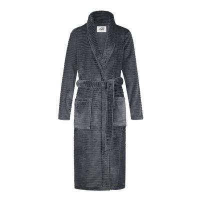 Ten Cate Badjas Dames Dark Grey Stripe-M