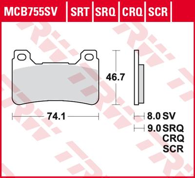 TRW Remblokken, en remschoenen voor de moto, MCB755SRT Sinter road track