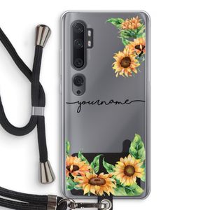 Zonnebloemen: Xiaomi Mi Note 10 Pro Transparant Hoesje met koord
