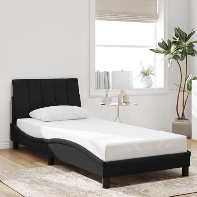 Bedframe met hoofdeinde fluweel zwart 90x190 cm