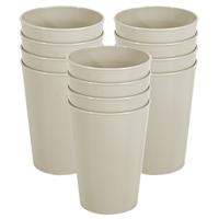 Onbreekbare drinkglazen - set 12x stuks - kunststof - beige - 300 ml - camping/outdoor/kinderen