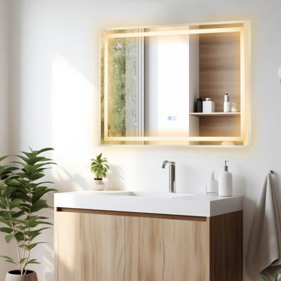 80x60 cm LED Badkamerspiegel Rechthoekige Wandspiegel met 3-Kleurendimbare Verlichting Aanraakschakelaar Anticondens en Geheugenfunctie