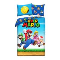 Super Mario Dekbedovertrek blauw - Polyester - 140 x 200 cm 70 x 90 cm