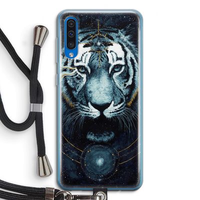 Darkness Tiger: Samsung Galaxy A50 Transparant Hoesje met koord