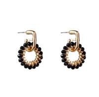 Day&Eve Oorbellen Small Beads Black Circle Goud Day&Eve Oorbellen Small Beads Black Circle Goud