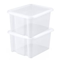 2x stuks kunststof opbergboxen/opbergdozen wit transparant L44 x B36 x H25 cm stapelbaar - Opbergbox - thumbnail
