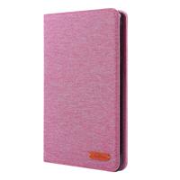 Voor iPad Mini 4/3/2/1 doek Teature horizontale Flip PU lederen draagtas met met houder & kaartsleuven (Rose Pink)