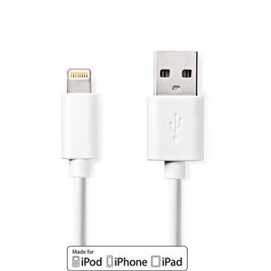 Nedis Lightning Kabel | Apple Lightning 8- Pins naar USB-A Male | 3 m | Wit | 1 stuks - CCGB39300WT30 CCGB39300WT30