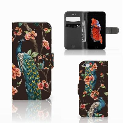 Apple iPhone 6 | 6s | Telefoonhoesje | Met pasjeshouder | Pauw met Bloemen