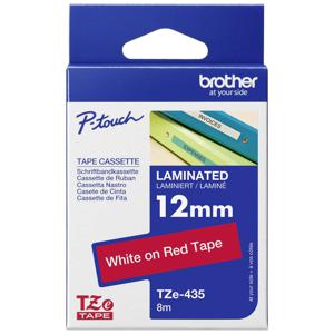 Brother TZe-435 Labeltape Tapekleur: Rood Tekstkleur: Wit 12 mm 8 m