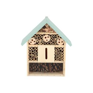 Esschert design insectenhotel - hout - mintgroen/naturel - 24.5x10.5x29cm - bijenhotel/Insectenhuis