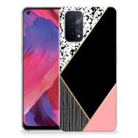 OPPO A74 5G | A54 5G | TPU Hoesje | Zwart Roze Vormen
