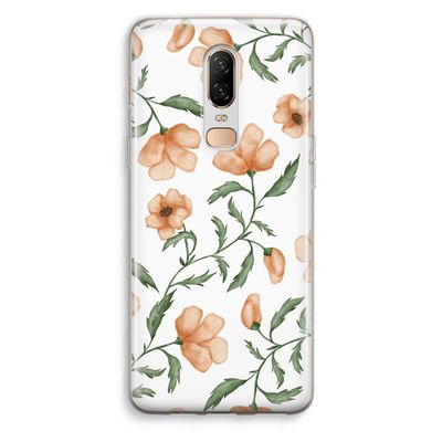Peachy flowers: OnePlus 6 Transparant Hoesje