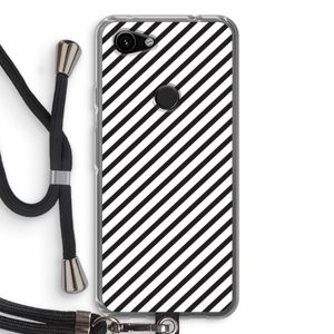 Strepen zwart-wit: Pixel 3a Transparant Hoesje met koord