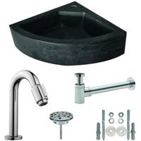 Wiesbaden Hardstenen Hoekfonteinset 30x30x10cm Compleet