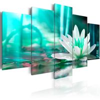 Schilderij - Turquoise Lotus, 5luik - thumbnail