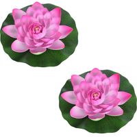 2x Roze drijvende kunst waterlelie bloemen 26 cm