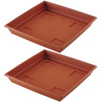 Set van 5x stuks bloempot/plantenpot terra cotta onderschaal/opvangbord kunststof diameter 27 cm