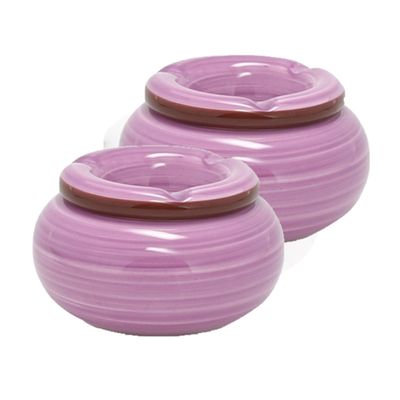 Set van 2x stuks dolomite keramiek storm asbakken lila 13,5 x 7 cm