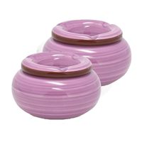 Set van 2x stuks dolomite keramiek storm asbakken lila 13,5 x 7 cm