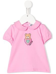 Moschino Kids polo à logo pailleté - Rose