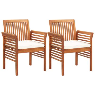 Tuinstoelen 2 st met kussens massief acaciahout
