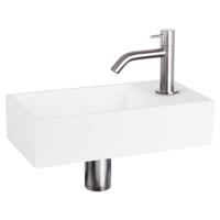Differnz Solid fonteinset solid surface - kraan gebogen - 36 x 18.5 x 9 cm - mat chroom