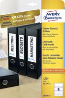 Rug-insteekkaart avery smal 30x190mm wit